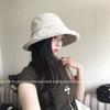 Cotton and linen bucket hat women's summer sunscreen sunshade basin hat showing face versatile casual commuter hat