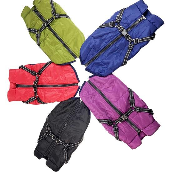 Зимнее пальто для собак, ветрозащитная куртка для собак, теплая термоодежда для домашних животных со шлейкой, одежда для прогулок с собакой в холодную погоду