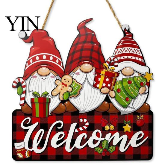 Solid Wood Christmas Decoration Gnome Wooden Hanging Pendant, Cartoon Ornament, Merry Decorative Craft Door Sign for Home Shop Holiday Party Hanger