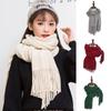 Solid Color Tassel Shawl Imitation Cashmere Fringed Knitted Scarf Winter Warm Scarves  for Women