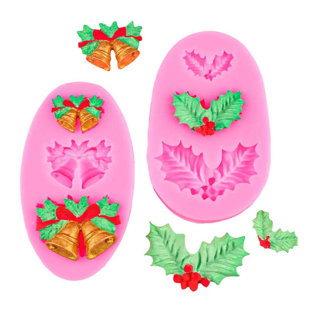 Holly Berry Christmas Silicone Sugarcraft Mold Resin Tools Cupcake Baking Mould Fondant Tools