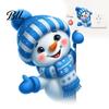 Cute Cartoon Wall Art Snowman Switch Sticker, Self-Adhesive PVC Decorative Decal, Blue And Sticker White Winter Theme for Living Room Kids Home
