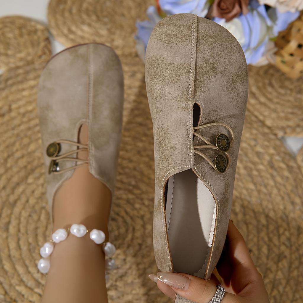 Удобная мягкая подошва с круглым носком, туфли на плоской подошве для женщин, украшенные пряжкой, повседневные дышащие, легкие, без застежек