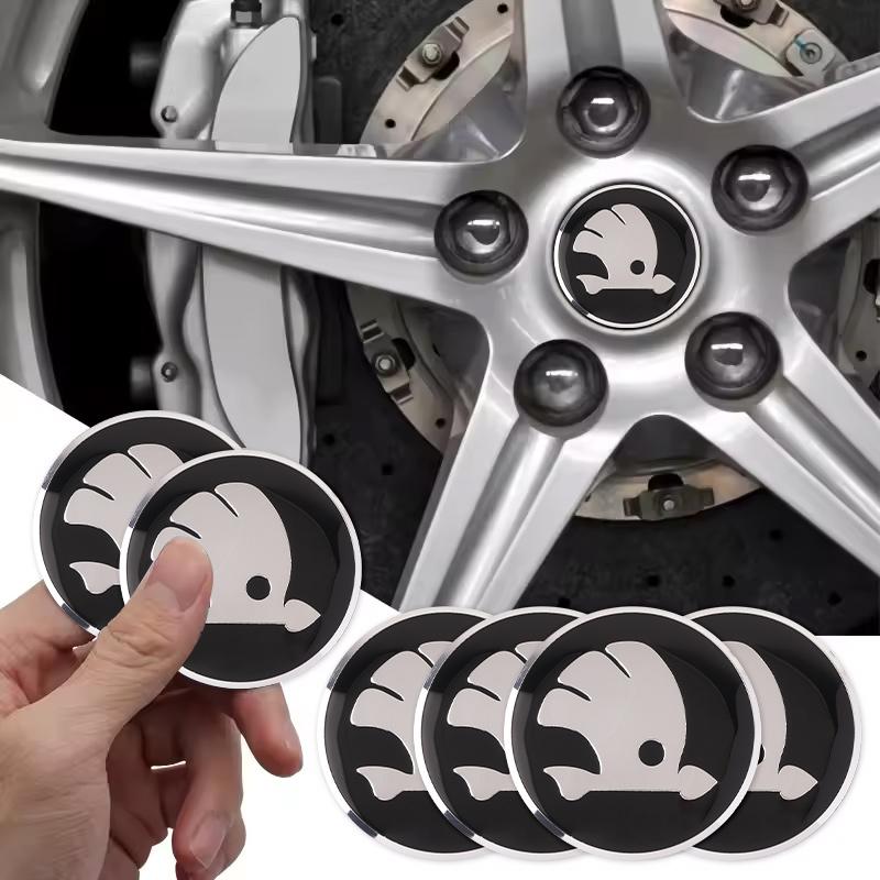 56mm 4pcs Car Wheel Center Hub Cap Badge Sticker For Skoda Octavia Fabia Kamiq Kapoq Kodiaq Rapid Superb SCALA Auto Accessories