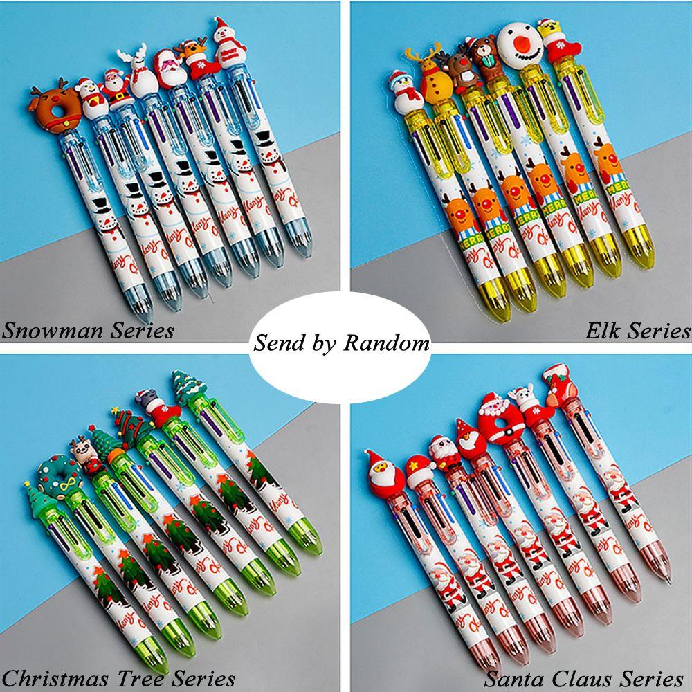 Decor Deer Elementary School Xmas Tree Christmas Ballpoint Pen Santa Claus Stationery Six Color Pen