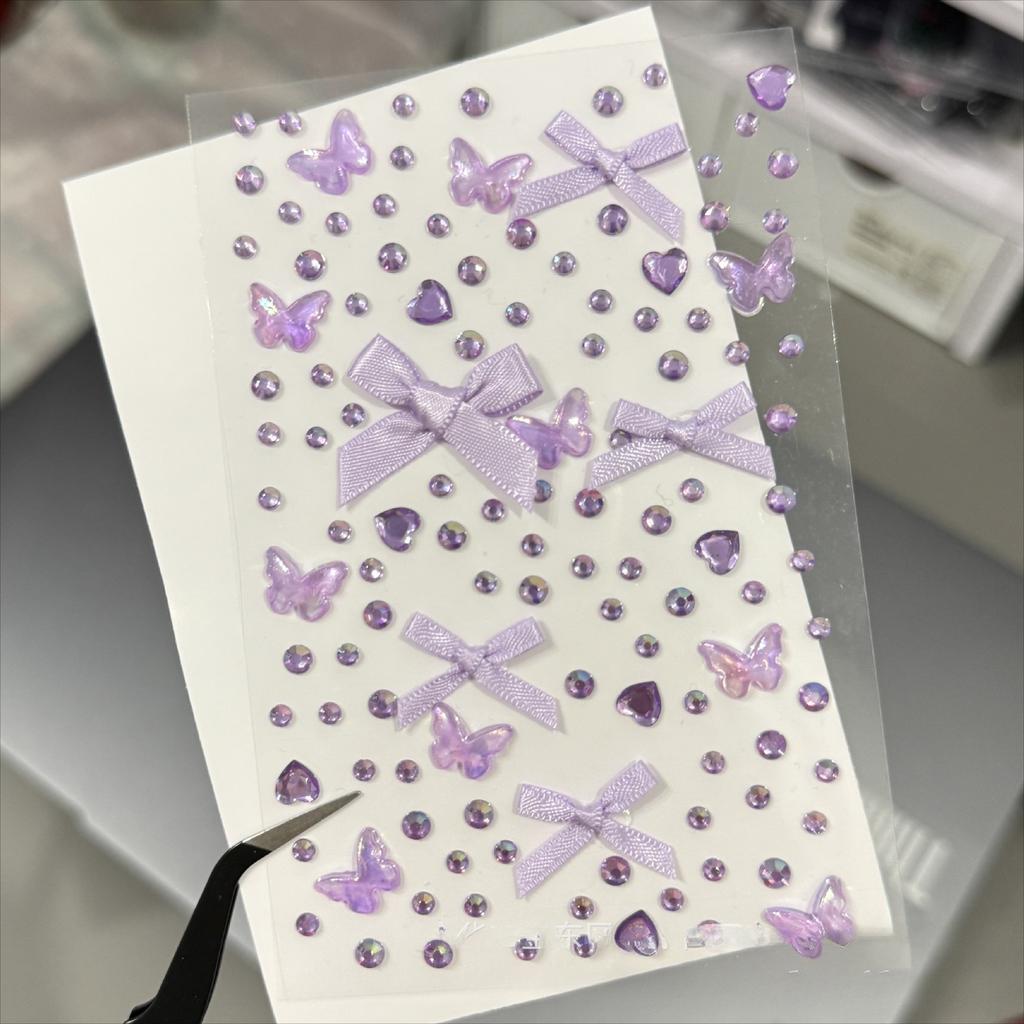 3D стерео наклейки-сердечки со стразами разных цветов для DIY декора и скрапбукинга