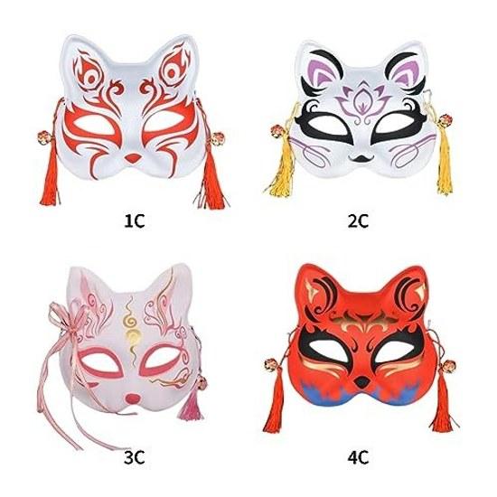 Fox mask bells tassels half Japanese style cosplay accessory stylish cute fireworks festival summer theater school disguise items Halloween tools set)