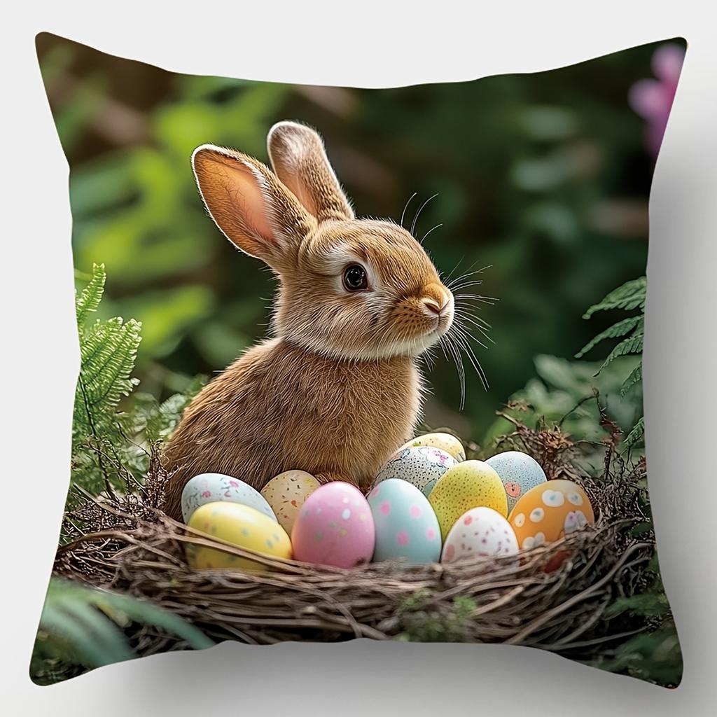 4-Piece Modern Easter Pillowcase Set – Woven Fabric With Zipper Closure