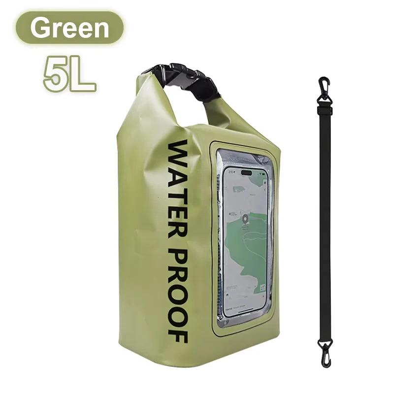 Водонепроницаемая сумка Dry Bag 2л/5л с сенсорным экраном для плавания, водонепроницаемая ПВХ сумка для рафтинга, плавания, плечевая сумка для активного отдыха, сумка для хранения доски для серфинга, каяка