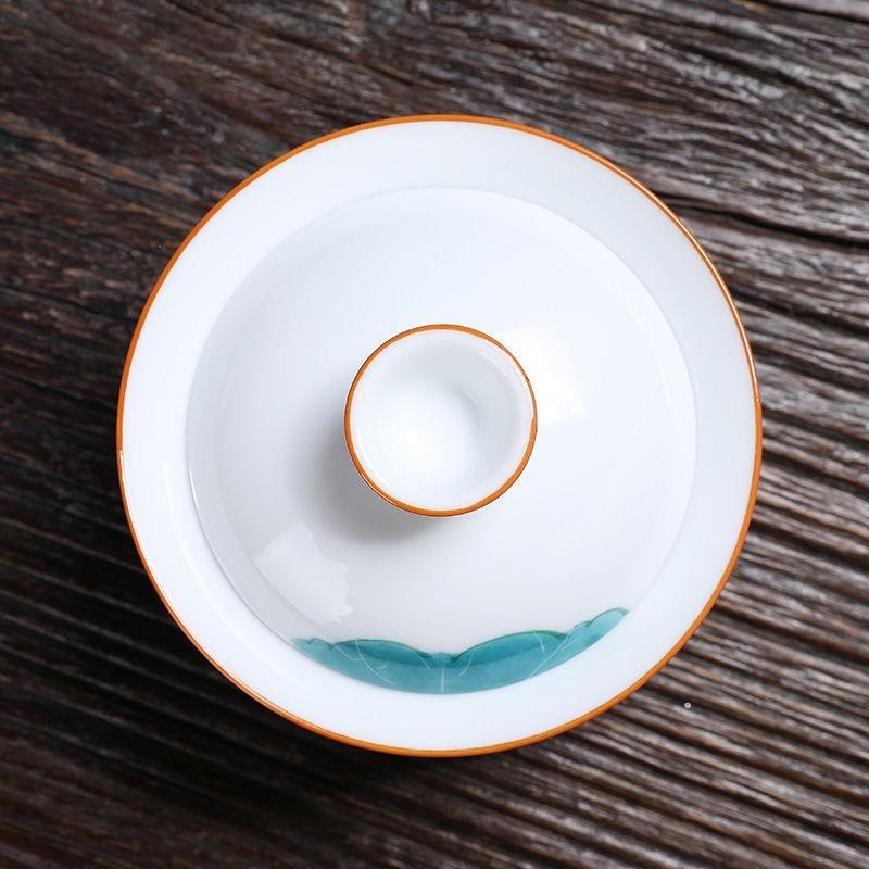 175 мл Керамический Санцай Гайвань Расписанная вручную Чашка для чая с лотосом