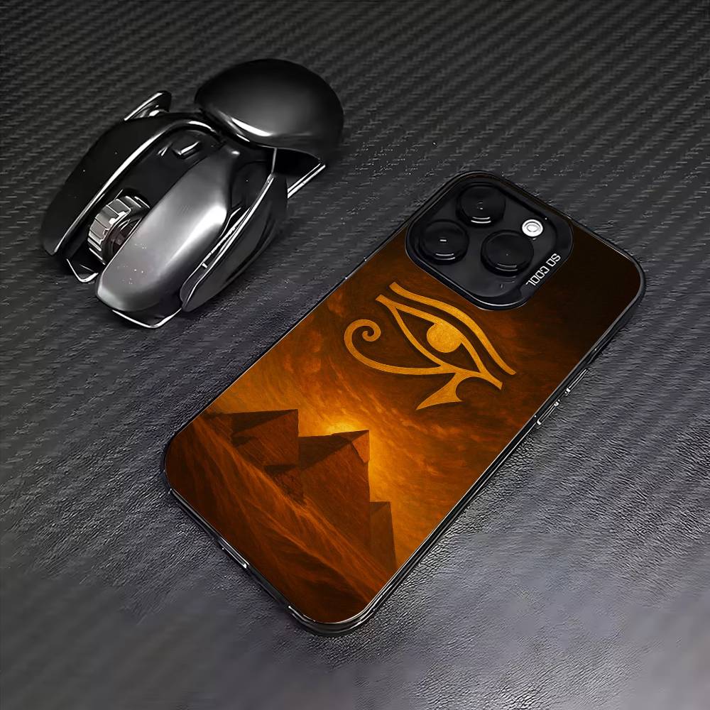 Египетский Глаз Гора Чехол Для Телефона Для iPhone17,16,15,14,13,12,11 Plus,Pro Max Цветной Посеребренный Внутренний Чехол