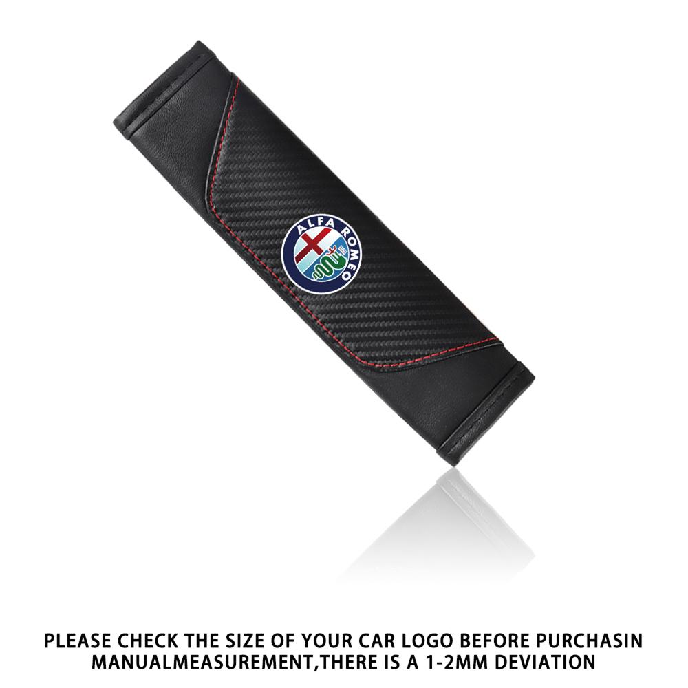 2pcs Carbon Fiber Car Seat Belt Cover Emblem Shoulder Protector Pad For Alfa Romeo Giulia Giulietta 147 156 159 Stelvio Tonale rfv233