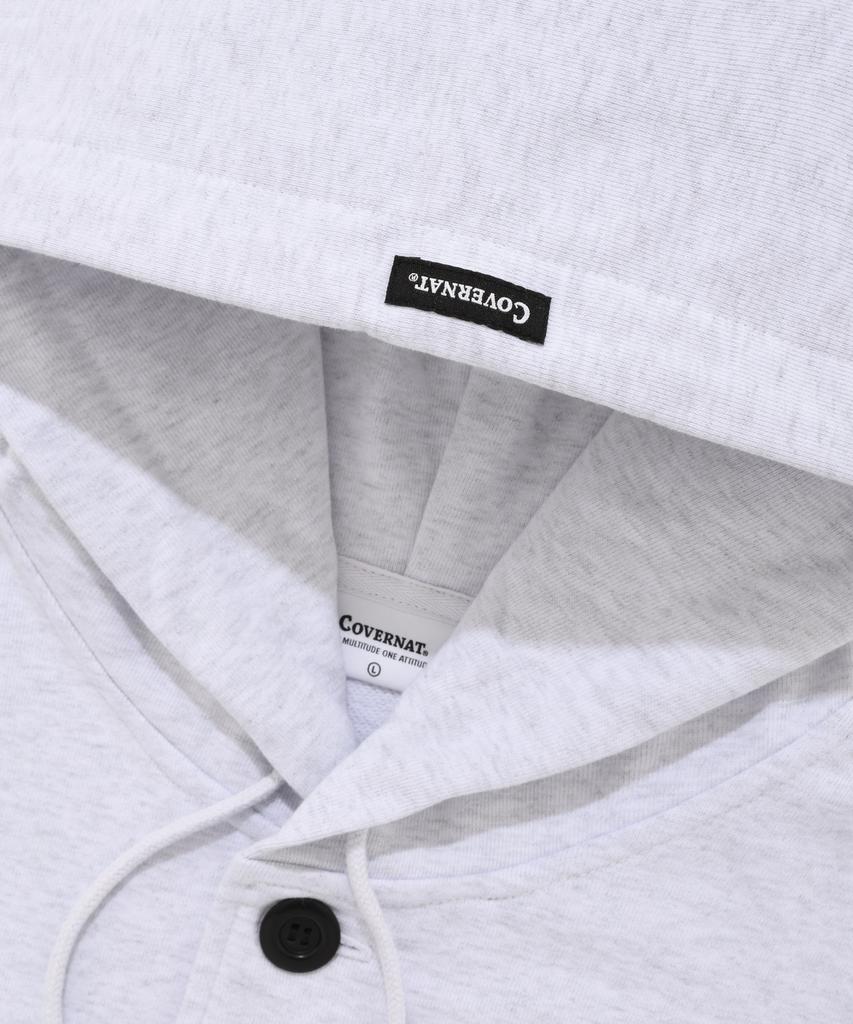 Covernat C Logo Button-Up Hoodie Zip-Up Heather Grey