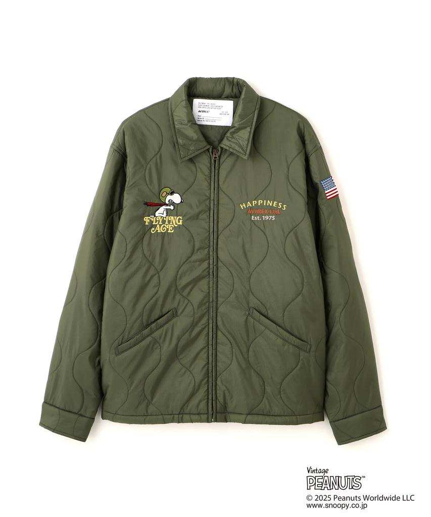 AVIREX Quilt Jacket Flying Ace Peanuts Men L 401 Sage 783-5252045