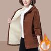 Women's Winter Thickened Corduroy Hooded Jacket Warm Jacket Short Hooded Lining Padded Jacket