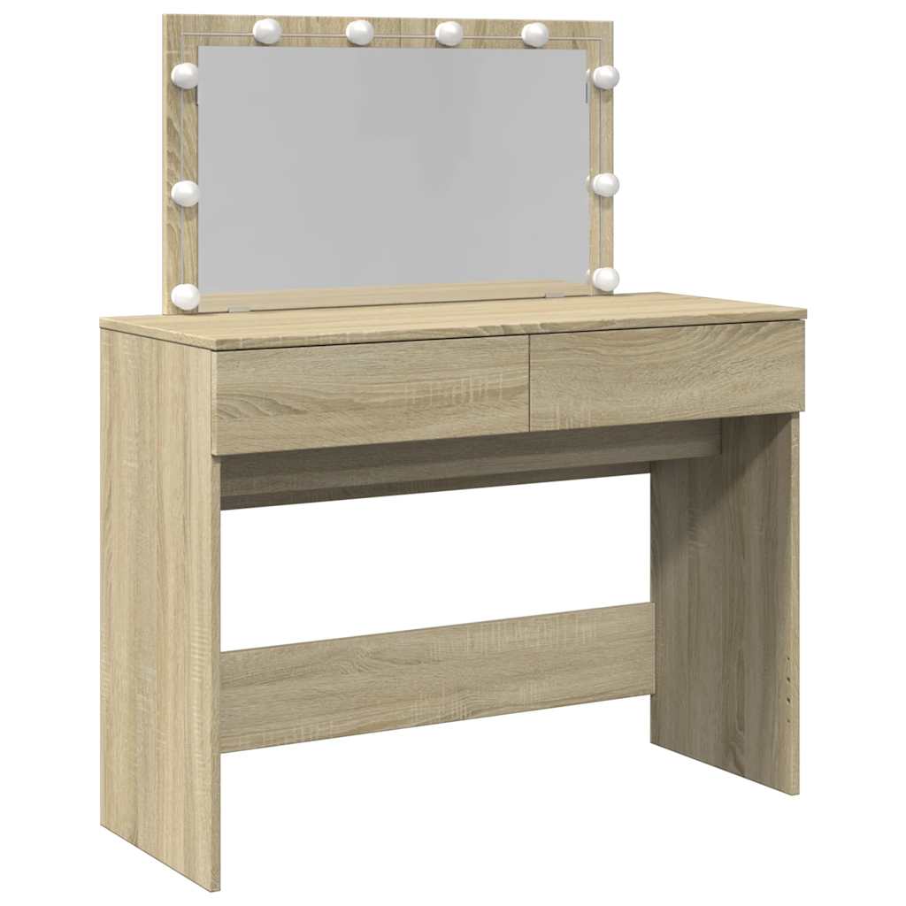 Vidaxl Toaletka Z Oświetleniem Led, Dąb Sonoma, 100X40X120 Cm
