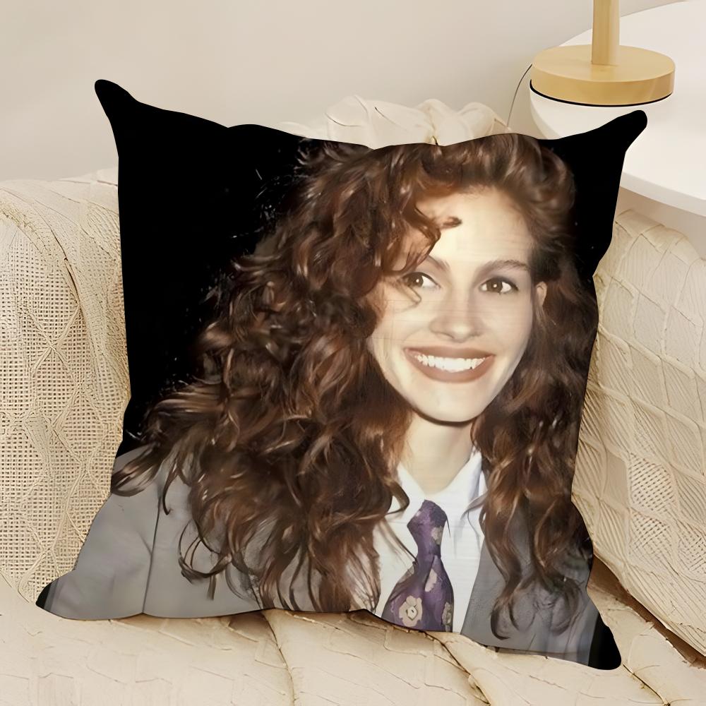 Hot American Actor JJulia Roberts Pillow Case Natural Linen DoubleSided Printing Sofa Home Decor Cushion Cover