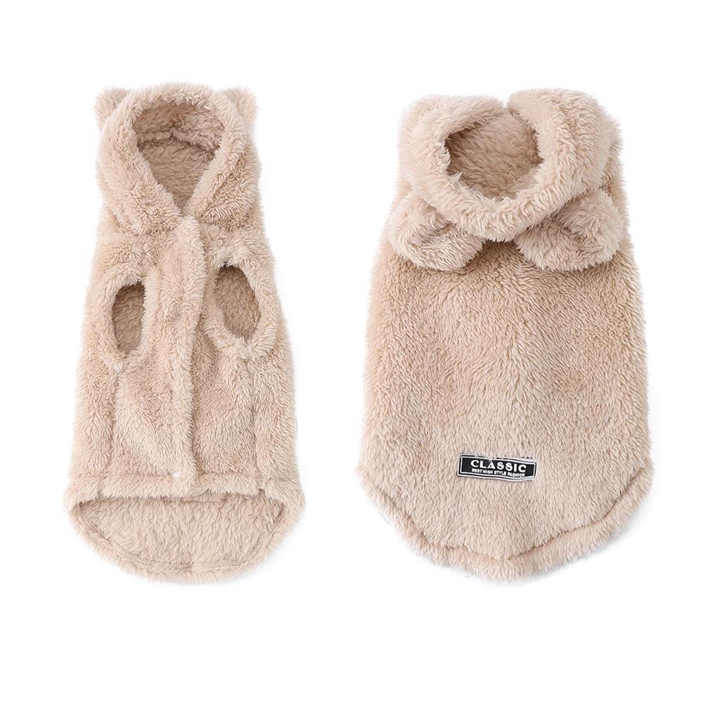 Cozy Pet Clothes Winter Soft Fleece Puppy Sweater For Small Medium Dogs Cats Cute Ear Hooded Jacket Coat Yorkshire Pug Apparel