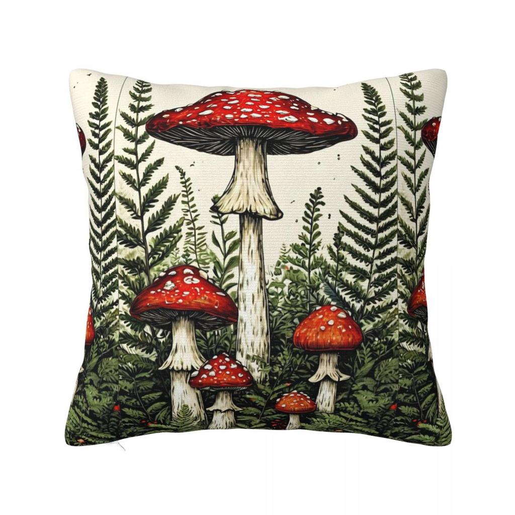 Mushroom Cartoon Pillow Case Forest Plant Cushion Cover Novelty Zippered Decorative Throw Pillow Case Cover for Living Room
