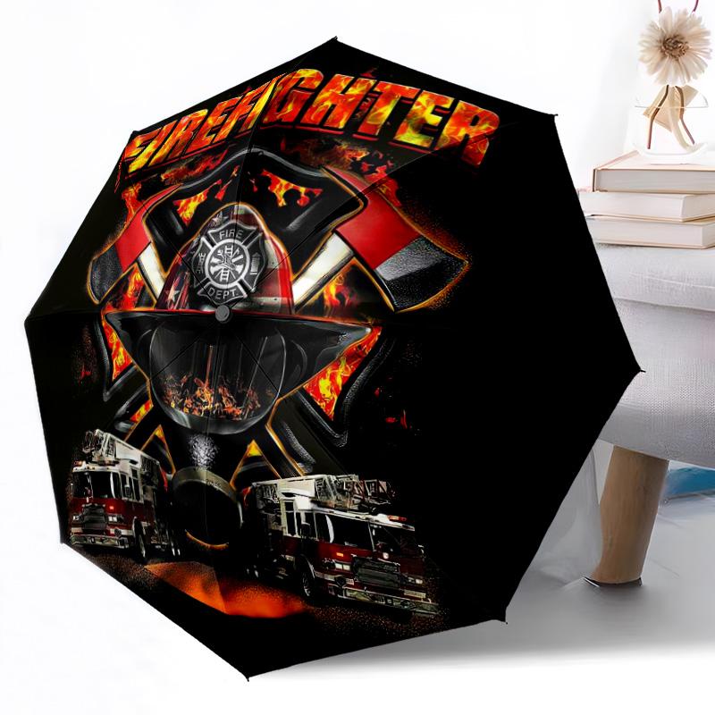Fire Department Courage Outdoor Automatic Umbrella Retractable Design with 8-Rib Durability Lightweight Perfect Gift for Friends Family