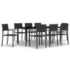 Garden Dining Set, 9 Pcs vidaXL Black.