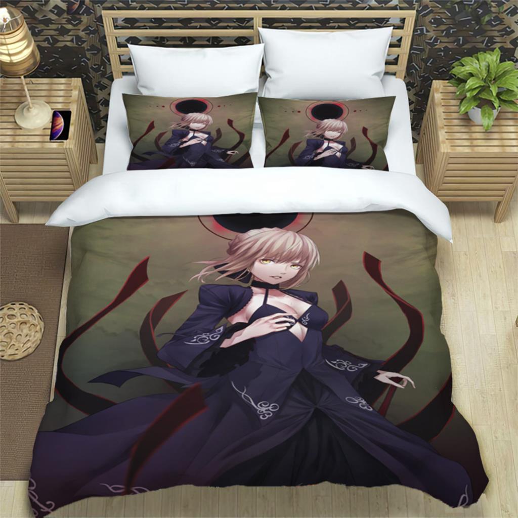 Fate stay Night HD Принт 3- Piece Комплект постельного белья для Мальчиков Взрослых Пододеяльник Наволочки Модный Подарок