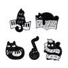 Purring Kitten Black Cat Enamel Pin Cartoon Beating Note Brooch Exquisite Piano Cat Badge  Skirts