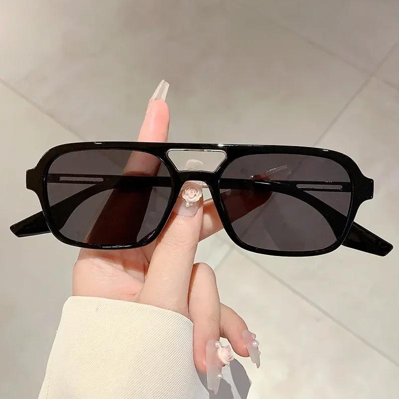 Модные квадратные солнцезащитные очки женские Новые персонализированные с двойной перекладиной Мужские и женские Солнцезащитные очки с УФ-защитой Летние очки