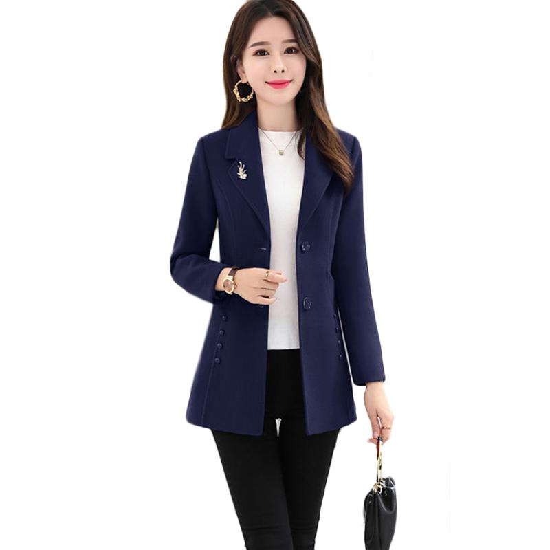 New Autumn Winter Woolen Coat Plus Size Women's Long Wool Coat Single-breasted Casual Trench Coat Abrigo De Lana Para Mujer 4XL
