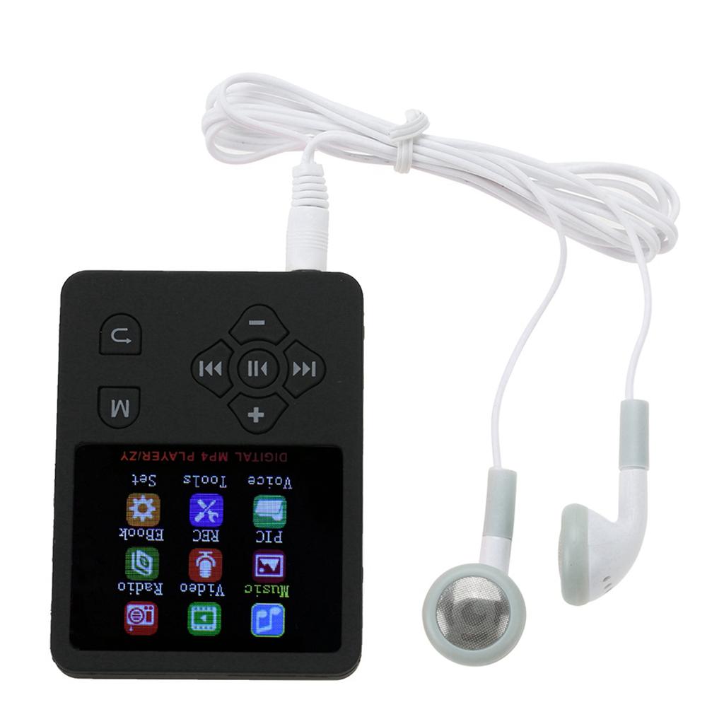 Thin Lightweight Portable Color Screen HiFi MP3 MP4 Music Player USB2.0 Cross Button Black