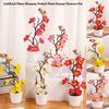 5 Colors Artificial Potted Plant 11*27cm Simulated Tree Ornaments New Plum Blossom Pot