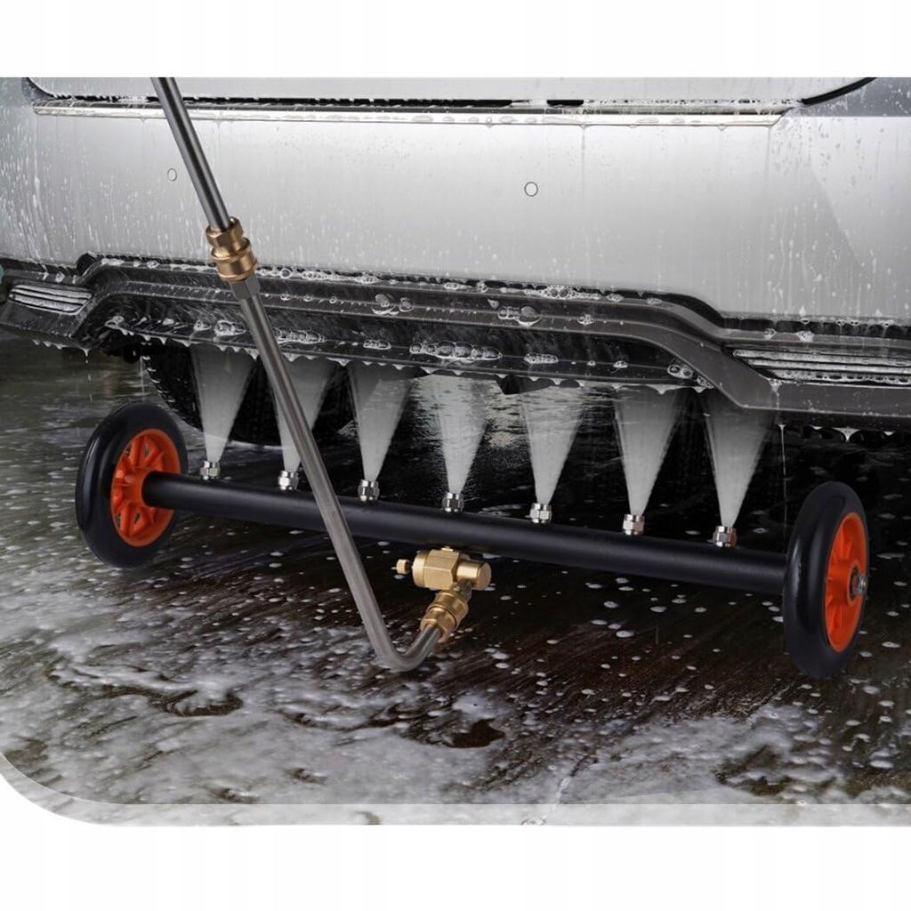 Rosfix Undercarriage Washer Lance on Wheels, 7 Nozzles, 1/4" Quick Connect, Kärcher K Bayonet Adapter (K2-K7)