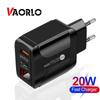 VAORLO Зарядное устройство со светодиодным дисплеем Type-C PD 20 Вт для быстрой зарядки QC3.0 USB-порт для быстрой зарядки для iPhone 12 Xiaomi Huawei