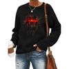 2024 Хэллоуин Осень и зима Трендовый спортивный свитшот с капюшоном и кровавыми буквами Модный принтованный пуловер Уличный стиль Топы