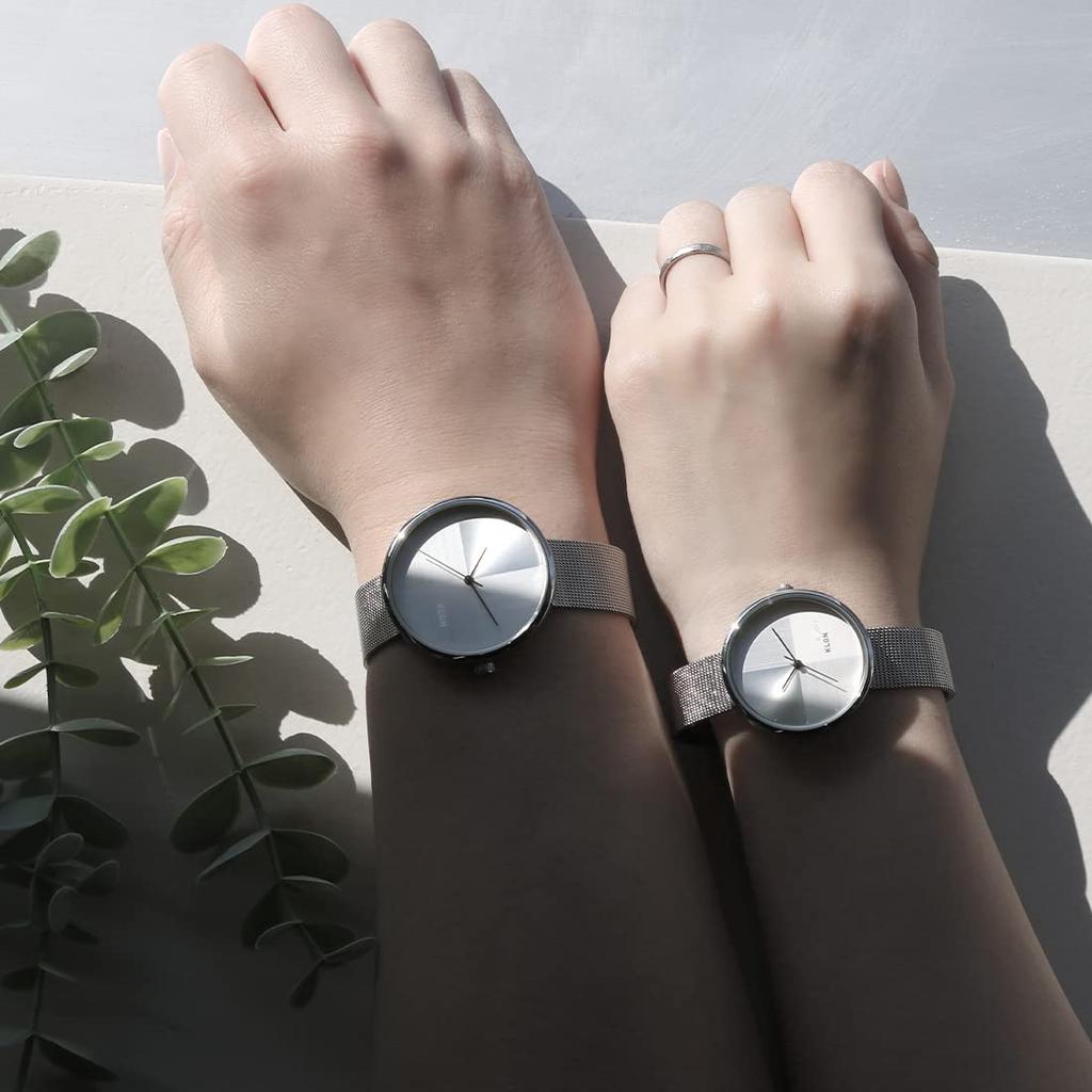 Часы серебряные популярные брендовые стильные унисекс KLON Fourth Dimension 38 мм женские женские -SILVER MESH-