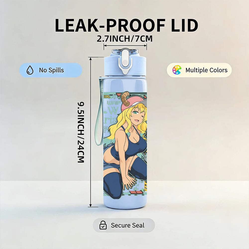 1PC Retro Blonde Pin-up Girl Colorful Print 750ml Portable Sports Water Bottle Leakproof Gym Outdoor Travel Drink Cup