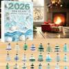 Sea Glass Advent Calendar 24 Days Ocean Friendship Hanging Ornaments Countdown Gift Box for Holiday Home Decor