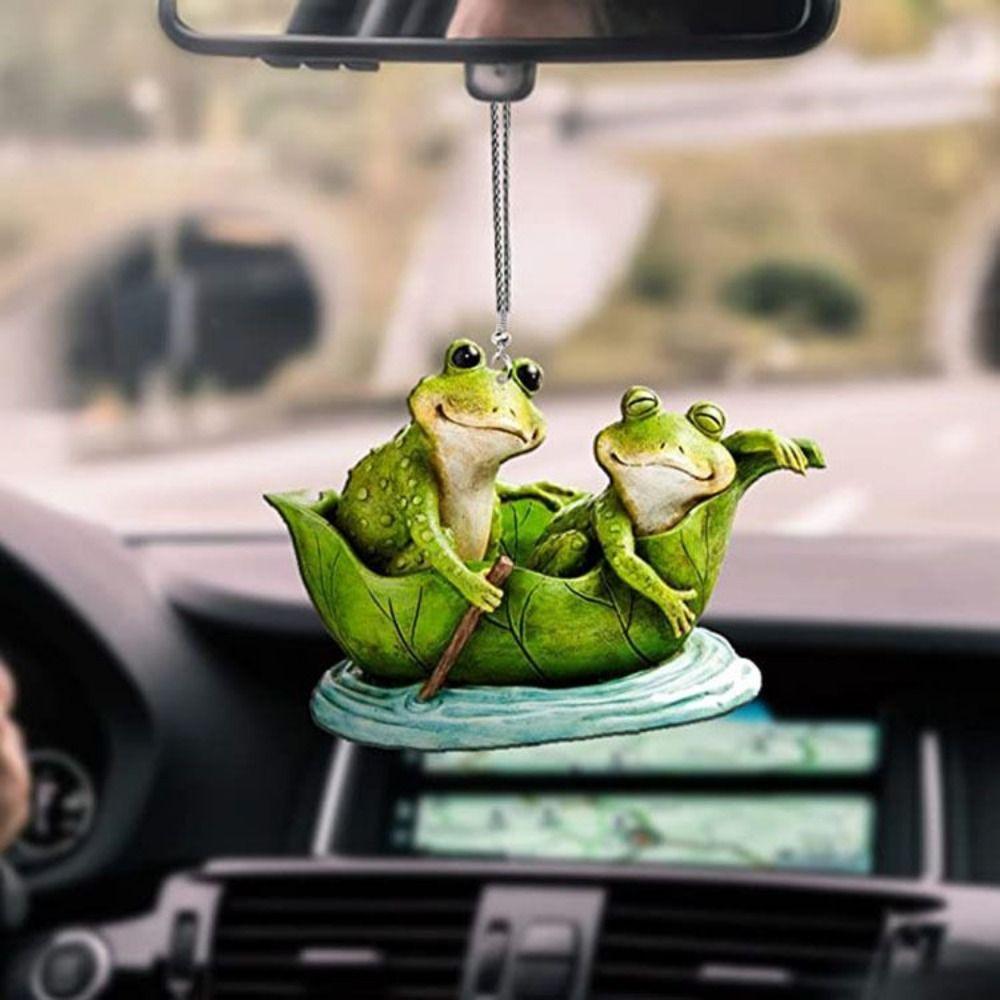 Small Green Frog Pendant 2D Acrylic Flat Ornaments Fashion Frog Car Pendant Home Decor