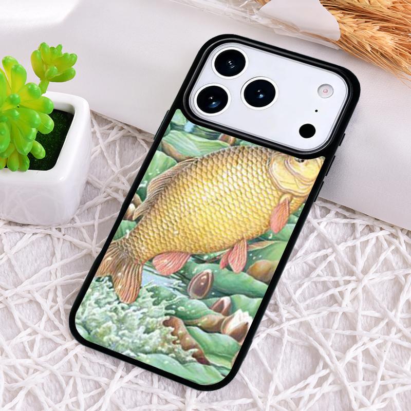 Carps Fish Fishing Phone Case for iPhone 17 Air 16 15 11 12 14 13 Pro Max Shockproof Cover