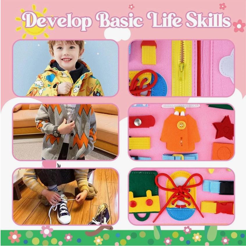 Montessori Toddler Busy Board Autism Sensory Toys Educational Activity Motor Skills Baby Life Skills Learning Toys for Kids