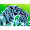 Cross Stitch Diamond Embroidery Tiger Mother & Baby Full Round Rhinestones Home Decoration
