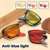 Unisex Portable Folding Plain Glasses Ultra-Lightweight Blue Light Blocking Glasses for Phone Use Computer Work and Gaming