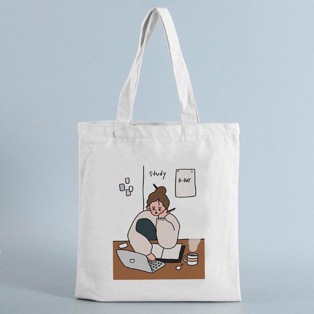 Study Girl Power Print Женская сумка для покупок Складная холщовая большая сумка Большая сумка для покупок Сумка для учителя Сумка для книг Экологичные дорожные сумки