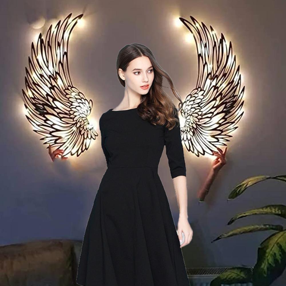 Integrated Lights Angel Wing Decoration Iron Decorative Wall Art Angel Wings Wall Decor Home Decor