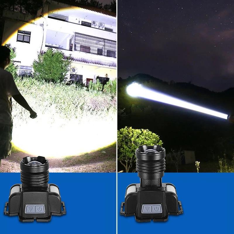 10H мощный сенсорный светодиодный налобный фонарь со встроенным аккумулятором 5600 мАч, мощный перезаряжаемый налобный фонарь, фонарик для рыбалки