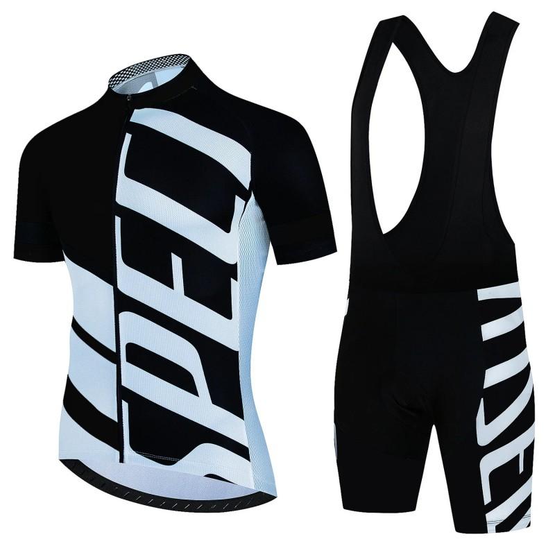 Men Women Cycling Jersey Bib Shorts Set Fluorescent Green Red Black Quick Dry Breathable Sportswear