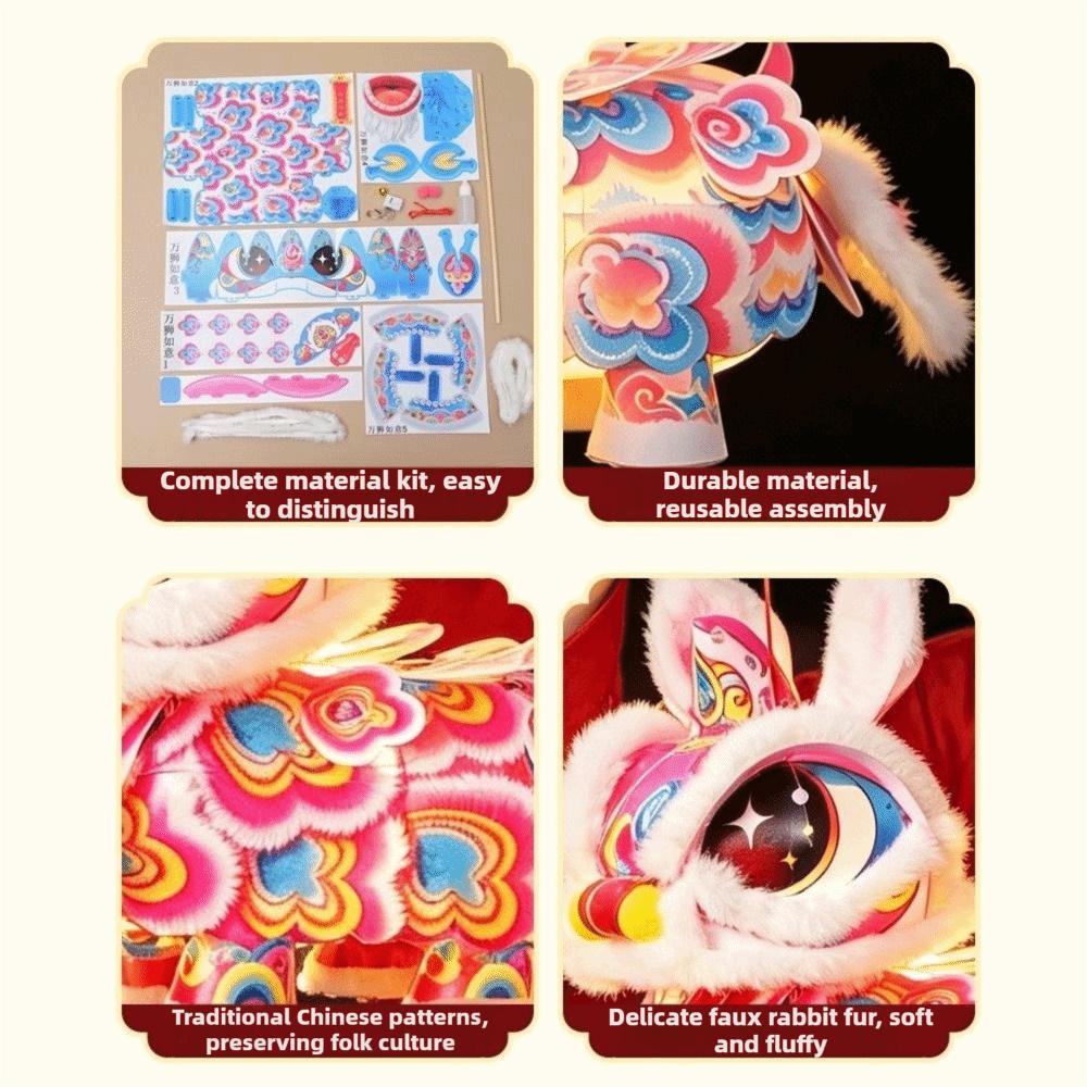 Traditional Chinese Style New Year Lion Dance Lantern Luminous Hand-held Lantern Children's Craft