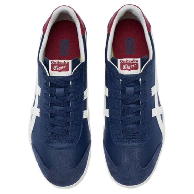 Onitsuka Tiger Tokuten Cow Split Leather Abrasion Resistant Coverage Low top Casual Shoes Unisex Blue 1183C095-400