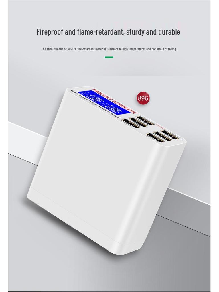 6-портовое USB-быстрое зарядное устройство с ЖК-дисплеем, 40-ваттное настольное многопортовое зарядное устройство