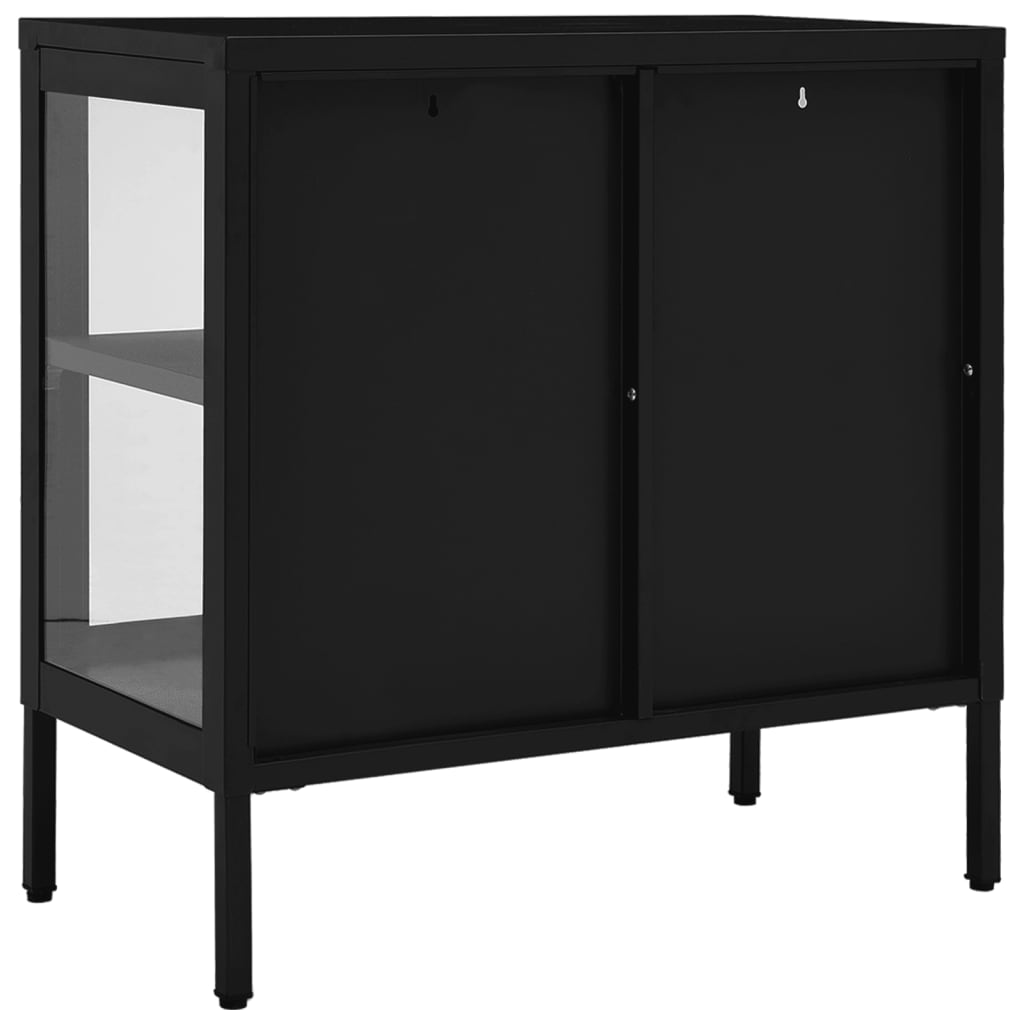 Vidaxl Szafka Boczna, Czarna, 70X35X70 Cm, Stal I Szkło
